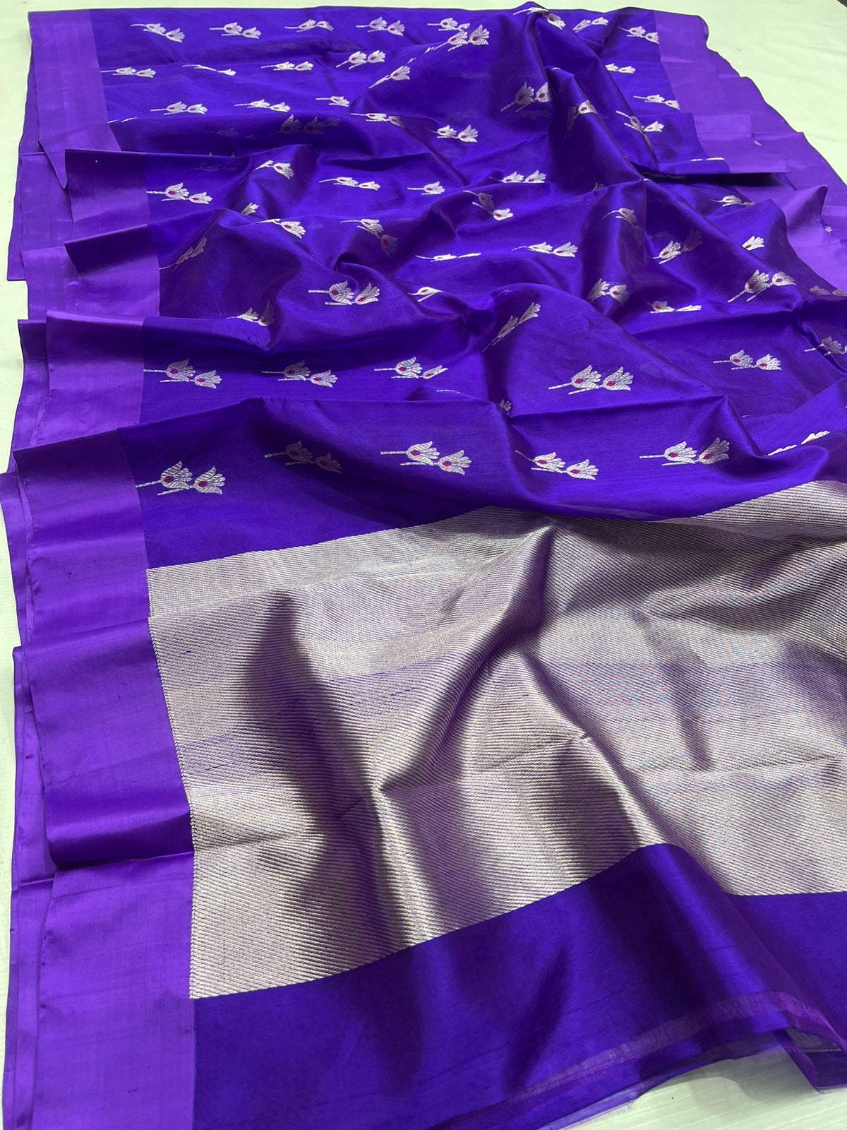 Purple Pure Chanderi Mulberry Silk Saree