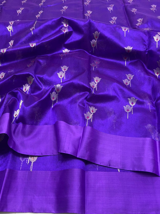 Purple Pure Chanderi Mulberry Silk Saree