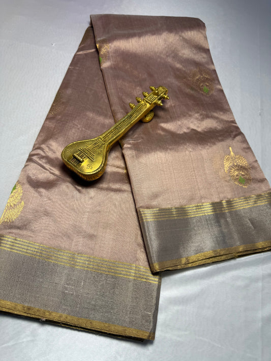 Baby pink Pure Chanderi Mulberry silk saree