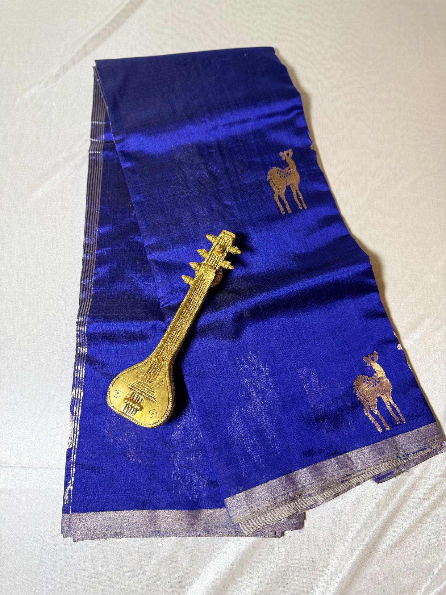 Royal Blue Pure Chanderi Mulberry Silk Saree