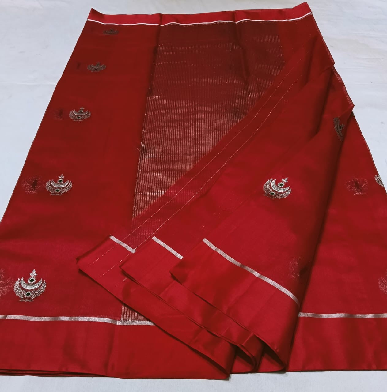 Red Pure Chan Mulberry Silk Saree