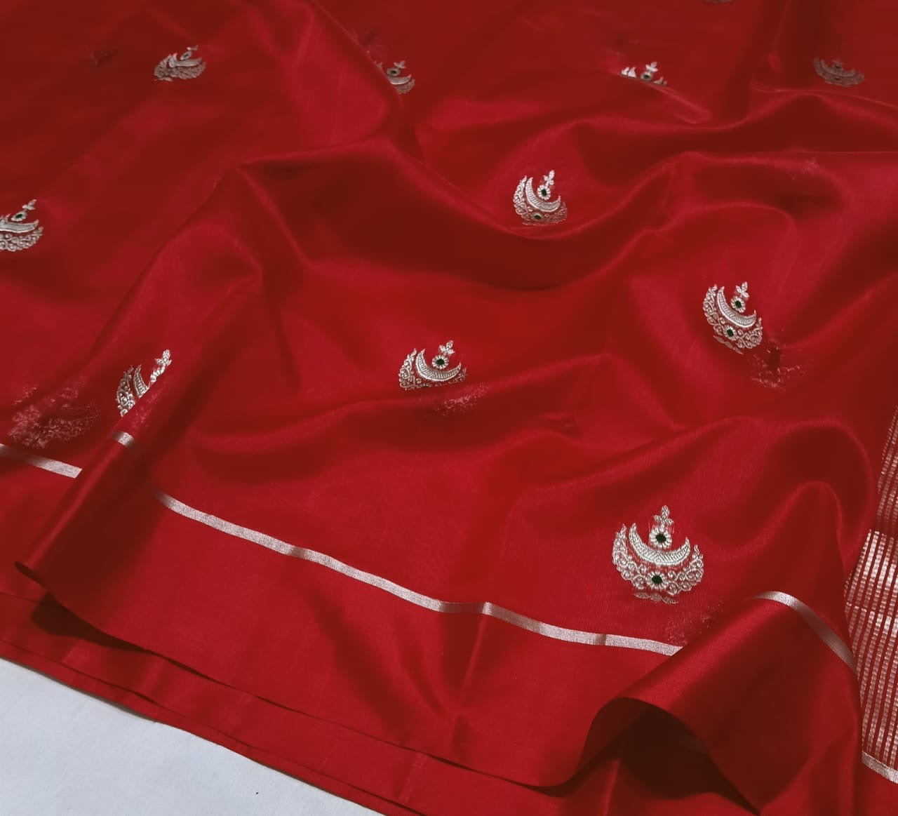 Red Pure Chan Mulberry Silk Saree