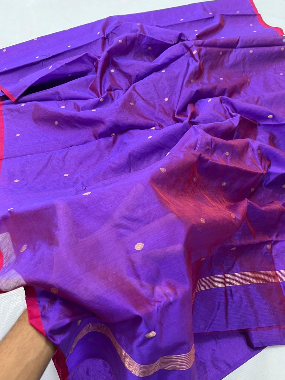 Purple Pure Chanderi Mulberry Silk Saree