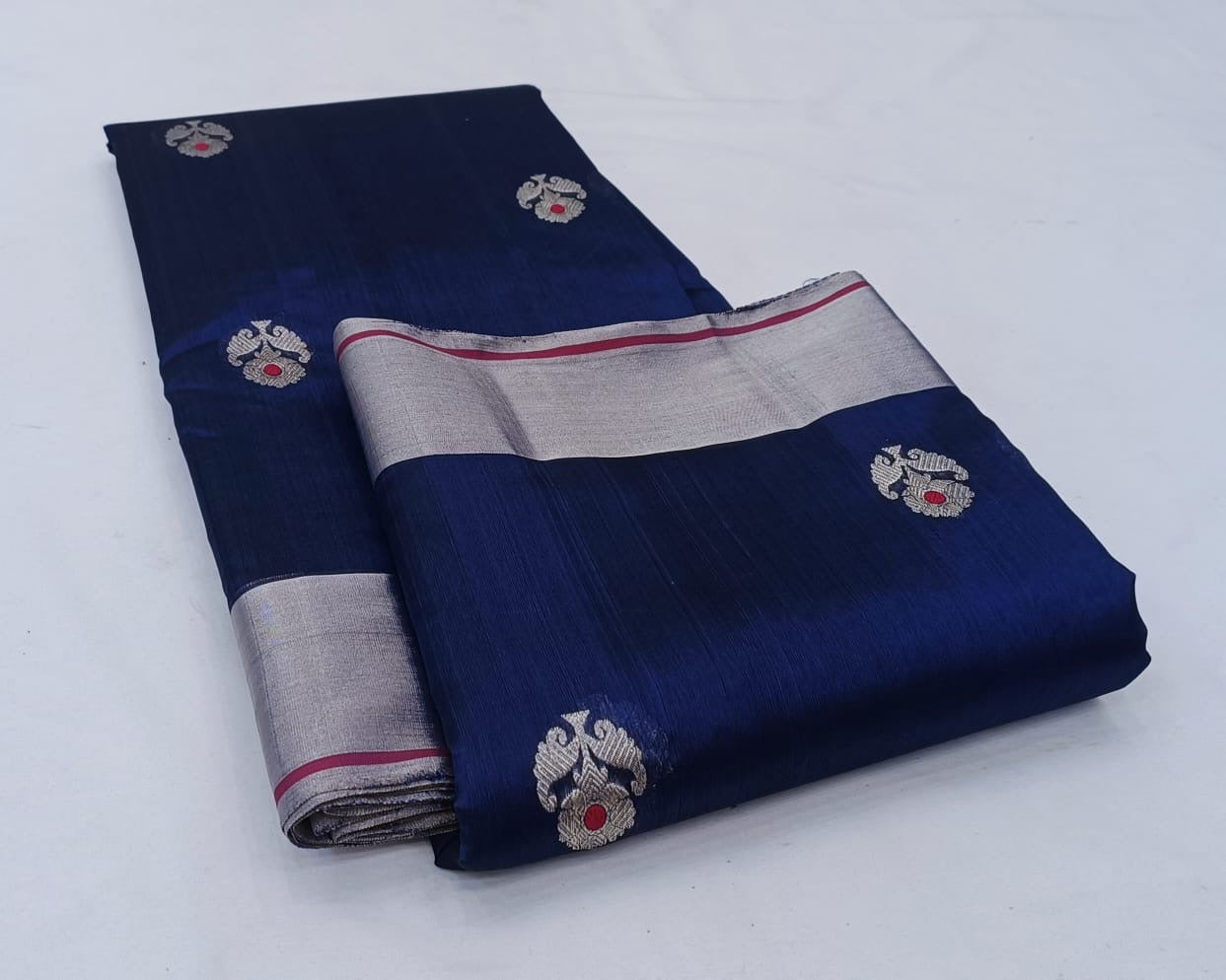 Royal Blue Pure Chanderi Tissues Silk Saree