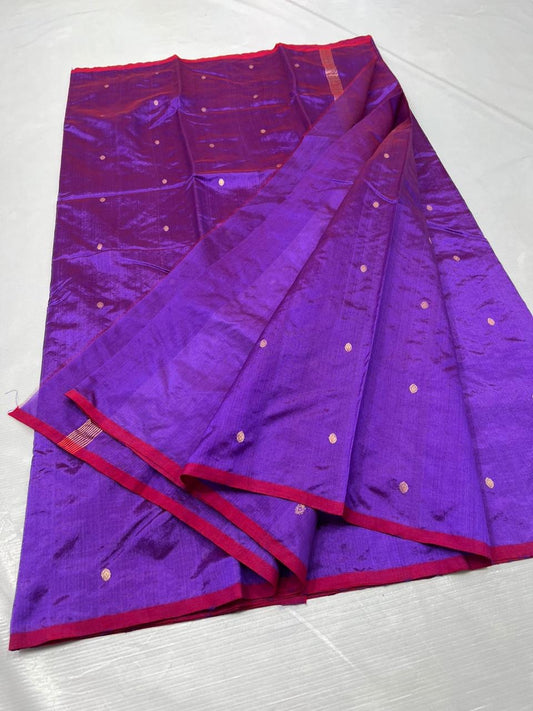 Purple Pure Chanderi Mulberry Silk Saree