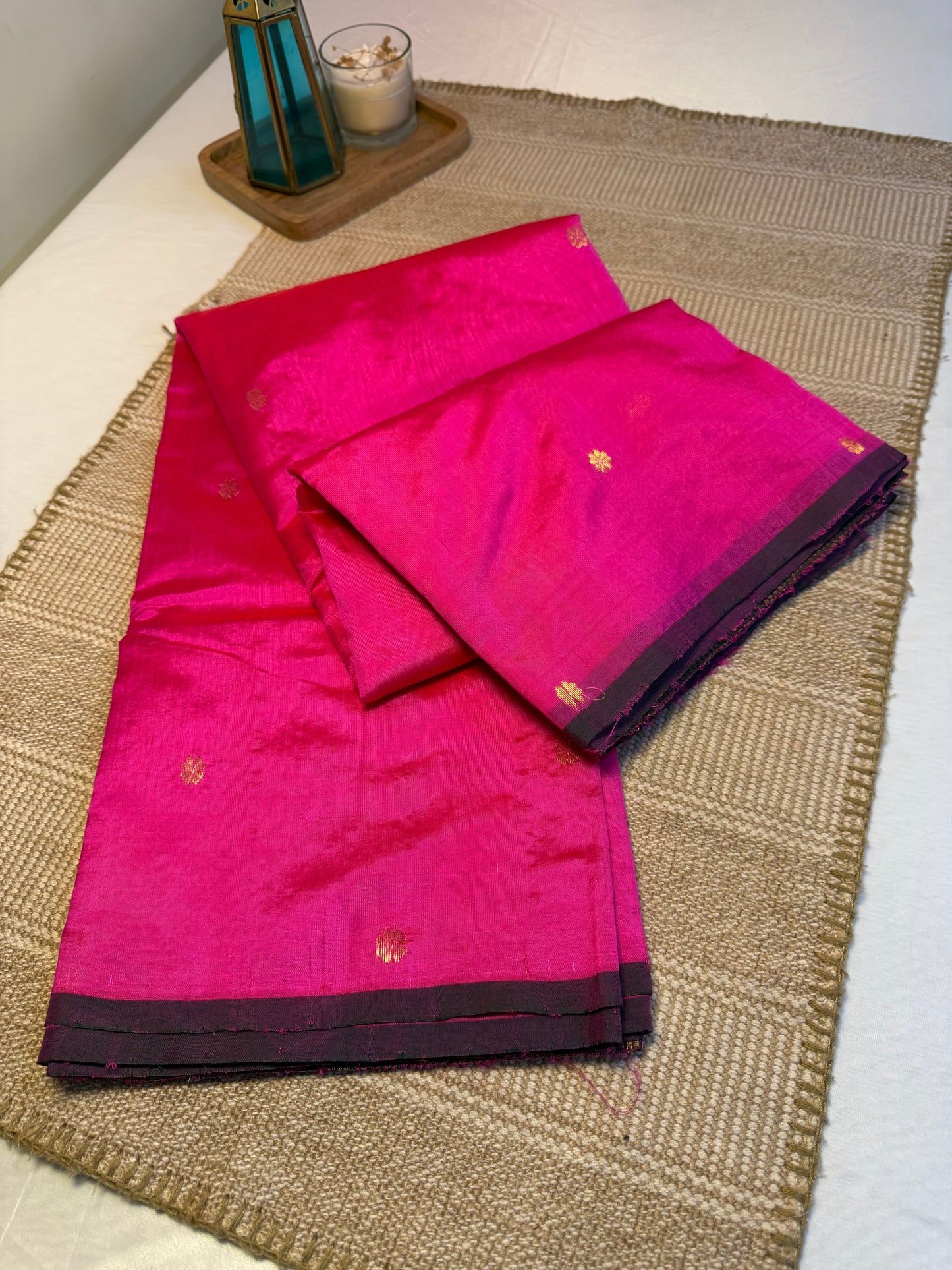 Pink Pure Chanderi Mulberry Silk Saree