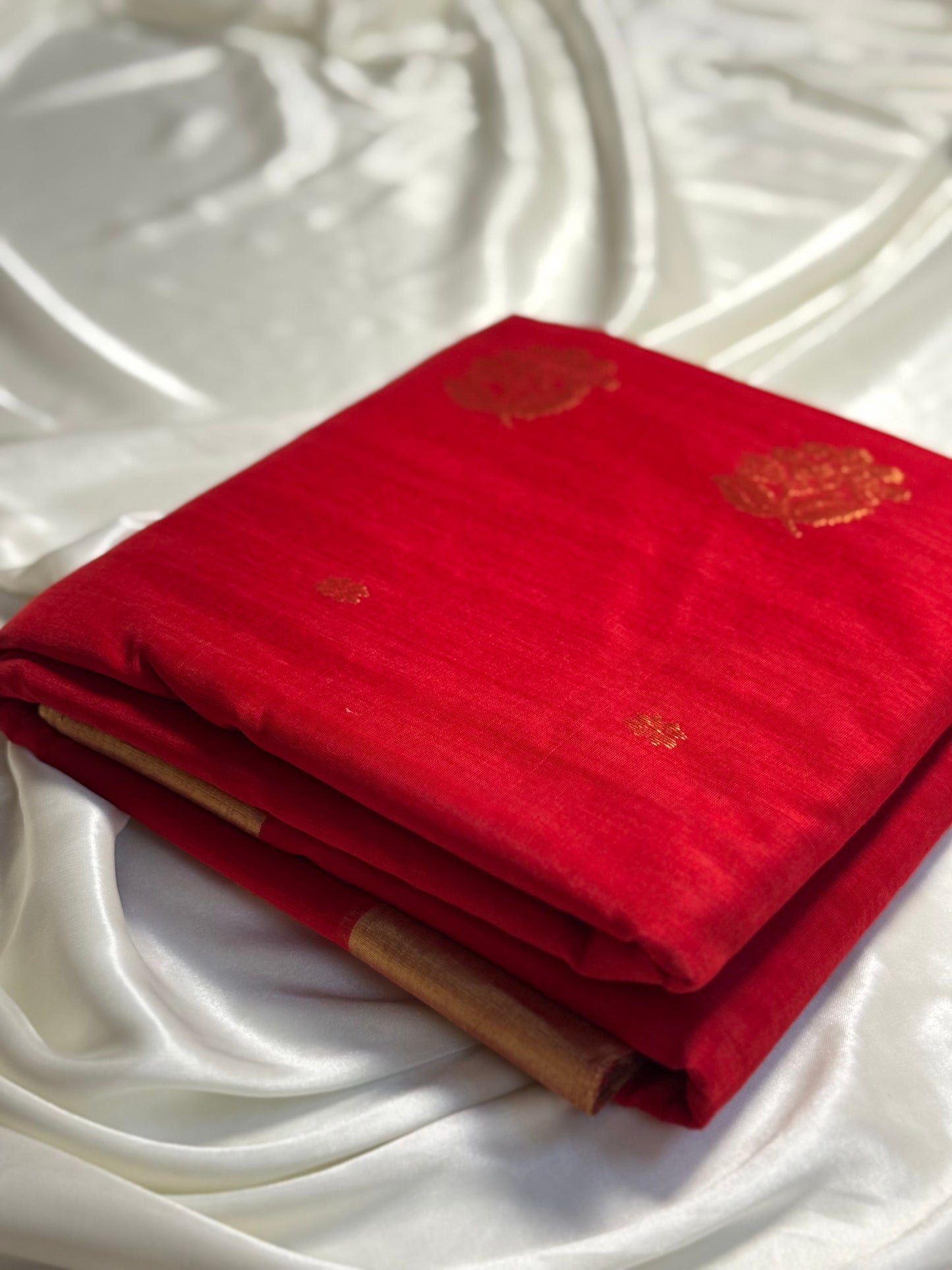 Red Pure Chanderi Cotton Silk Saree