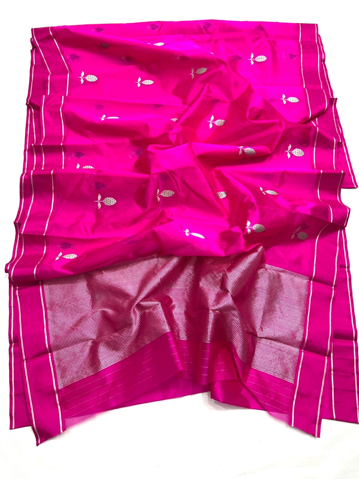 Pink Pure Chanderi Mulberry Silk Saree