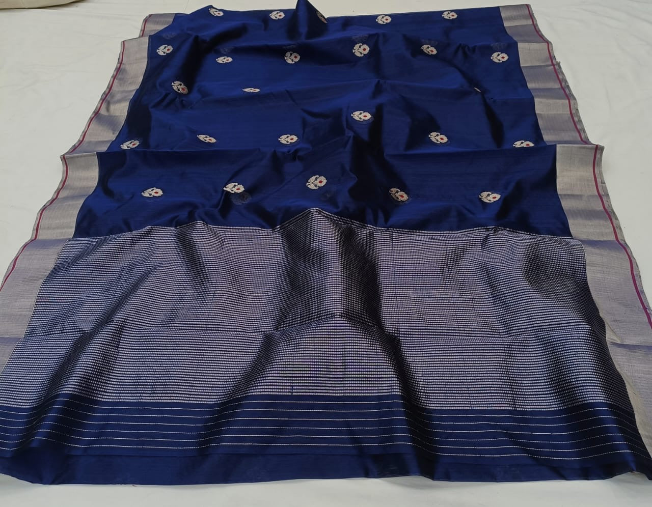 Royal Blue Pure Chanderi Tissues Silk Saree