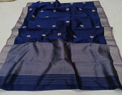 Royal Blue Pure Chanderi Tissues Silk Saree