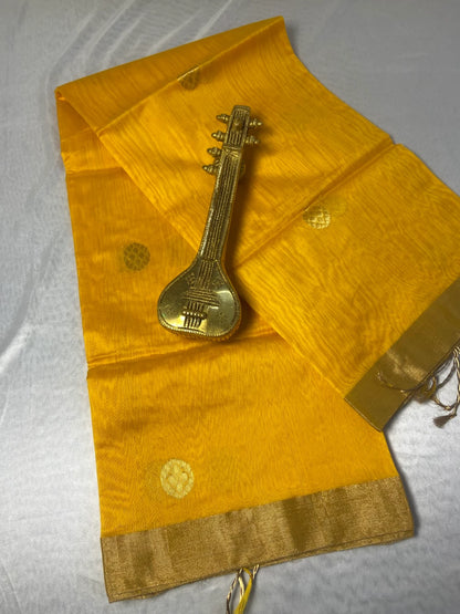 Mango Pure Chanderi Silk Dupatta with Golden Zari Work