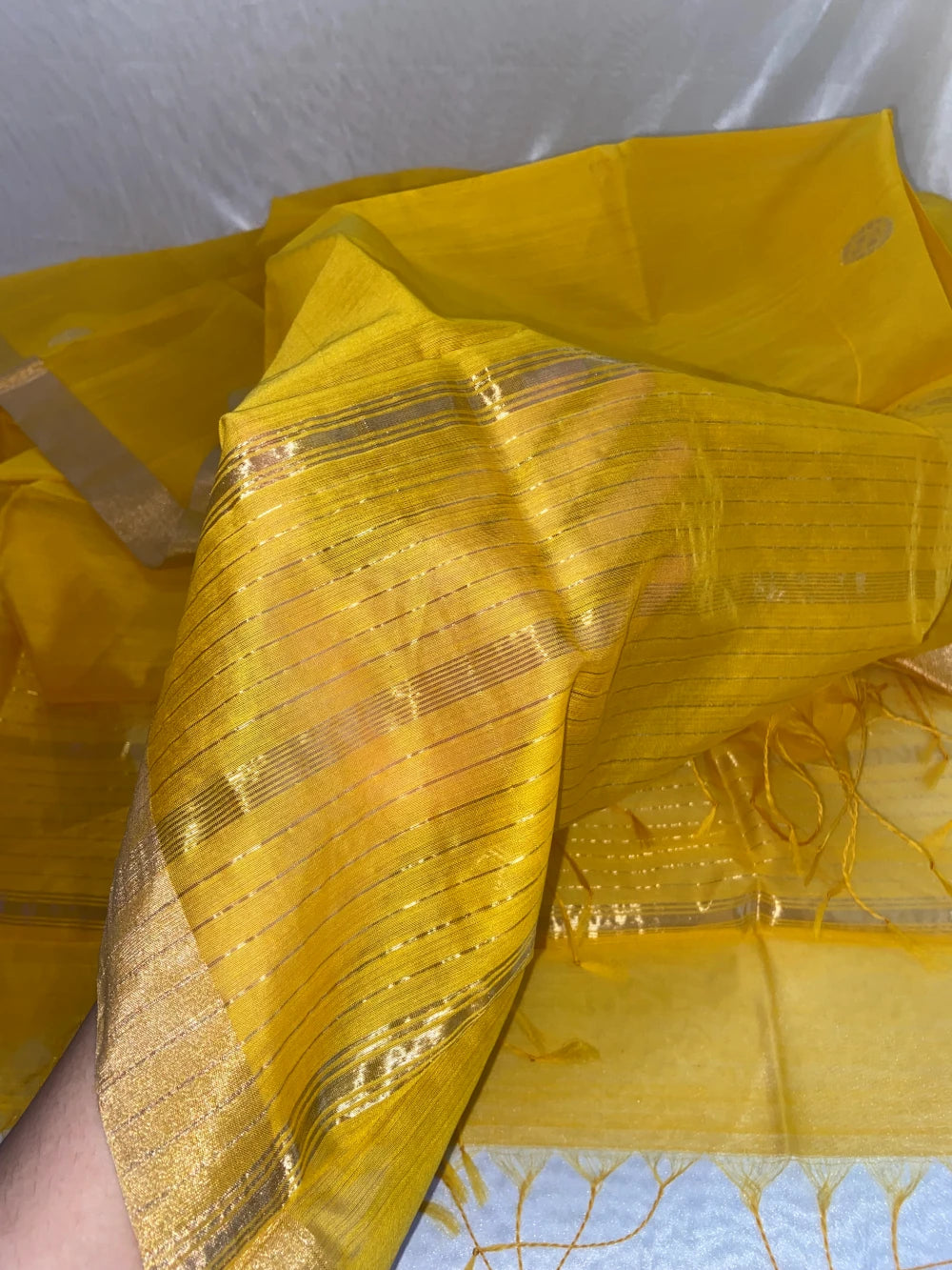 Mango Pure Chanderi Silk Dupatta with Golden Zari Work