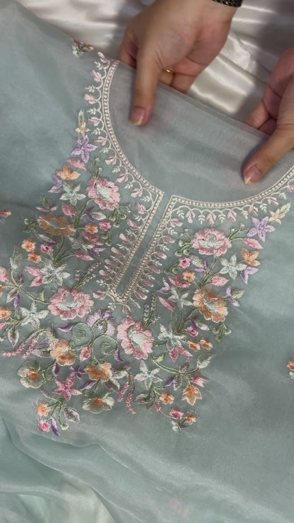 A light blue Organza Suit that speaks in softness 🩵