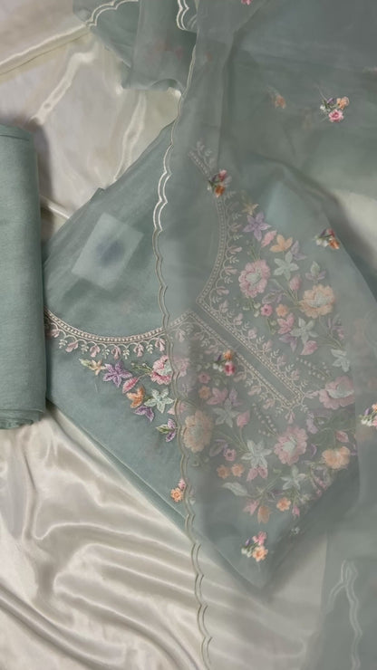 A light blue Organza Suit that speaks in softness 🩵
