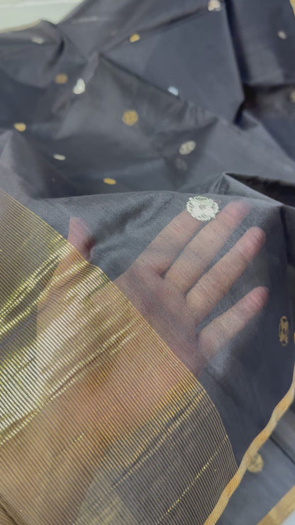 Black Pure Chanderi Silk Dupatta