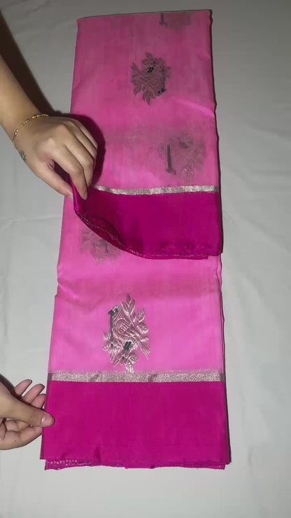 Soft Pink Pure Chanderi  Organza Silk Saree with blouse