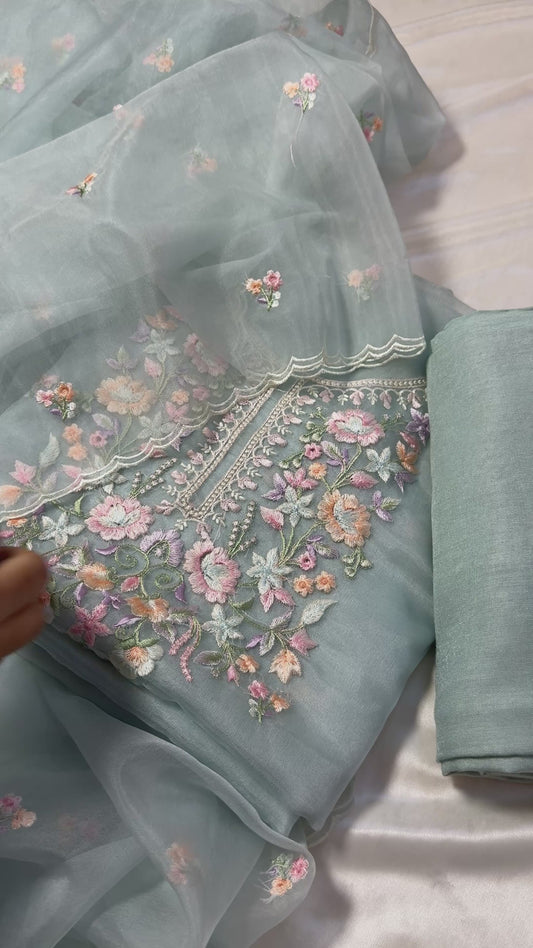 A light blue Organza Suit that speaks in softness 🩵
