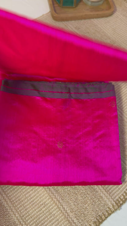 Pink Pure Chanderi Mulberry Silk Saree