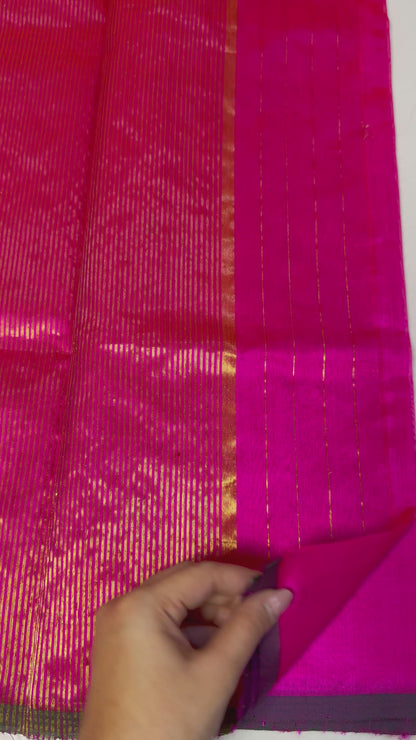Pink Pure Chanderi Mulberry Silk Saree